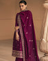 Designer Function Wear Heavy Salwar Suit Collection Purple Premium Silk Pant Straight Back View